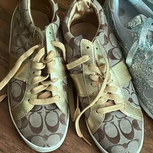 Men's Brown and Gold Sneakers